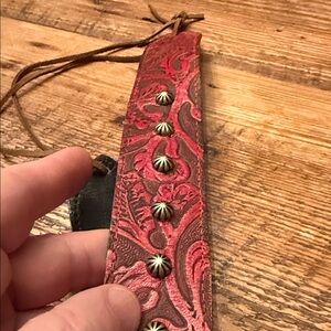 Red Embossed Leather Hat Band